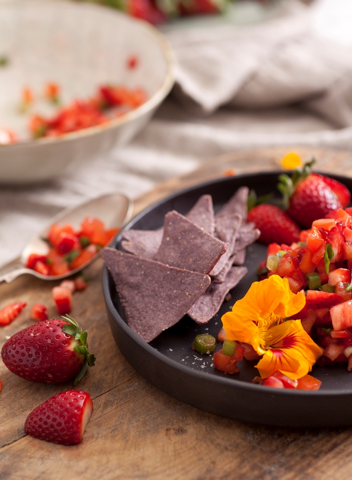 Corn Chips with Strawberry Salsa